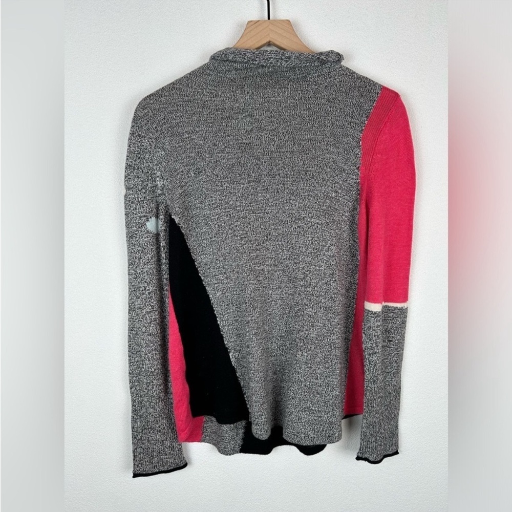 Nic + Zoe Petite Turtleneck Gray Black Pink Abstract Intarsia Sweater Small - Picture 7 of 11